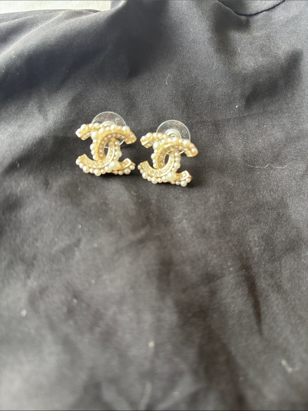 Chanel Pearl and Crystal Stud Earrings